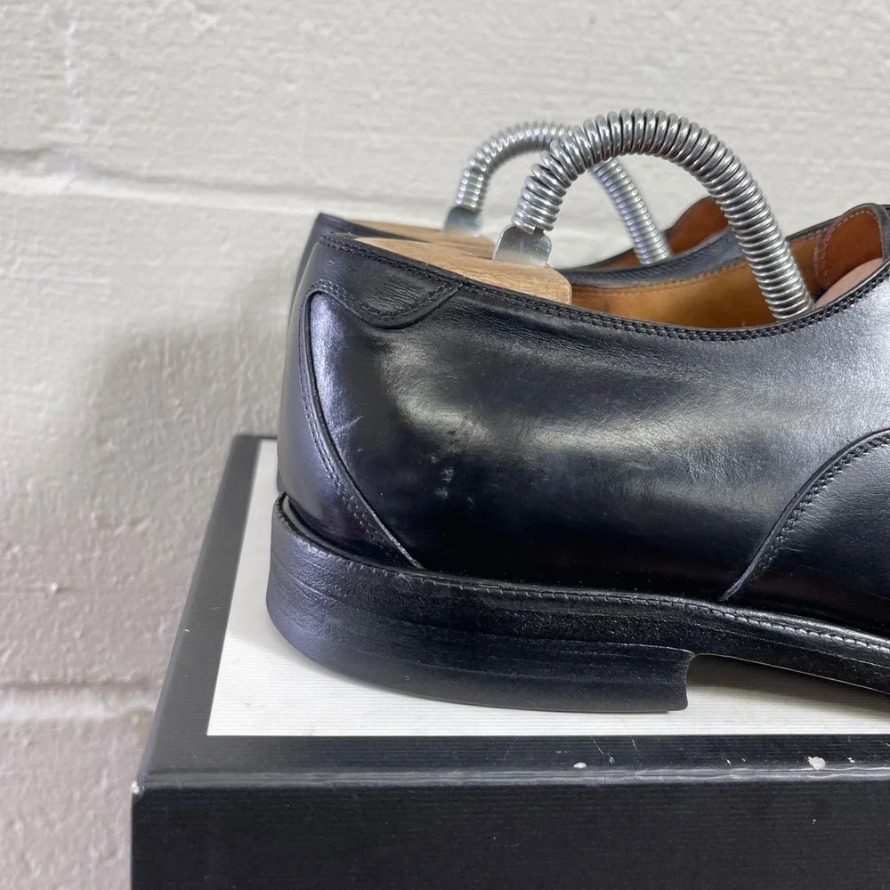 Salvatore Ferragamo Studio Black Leather Cap Toe Oxford Dress Shoes Men's 8 EE